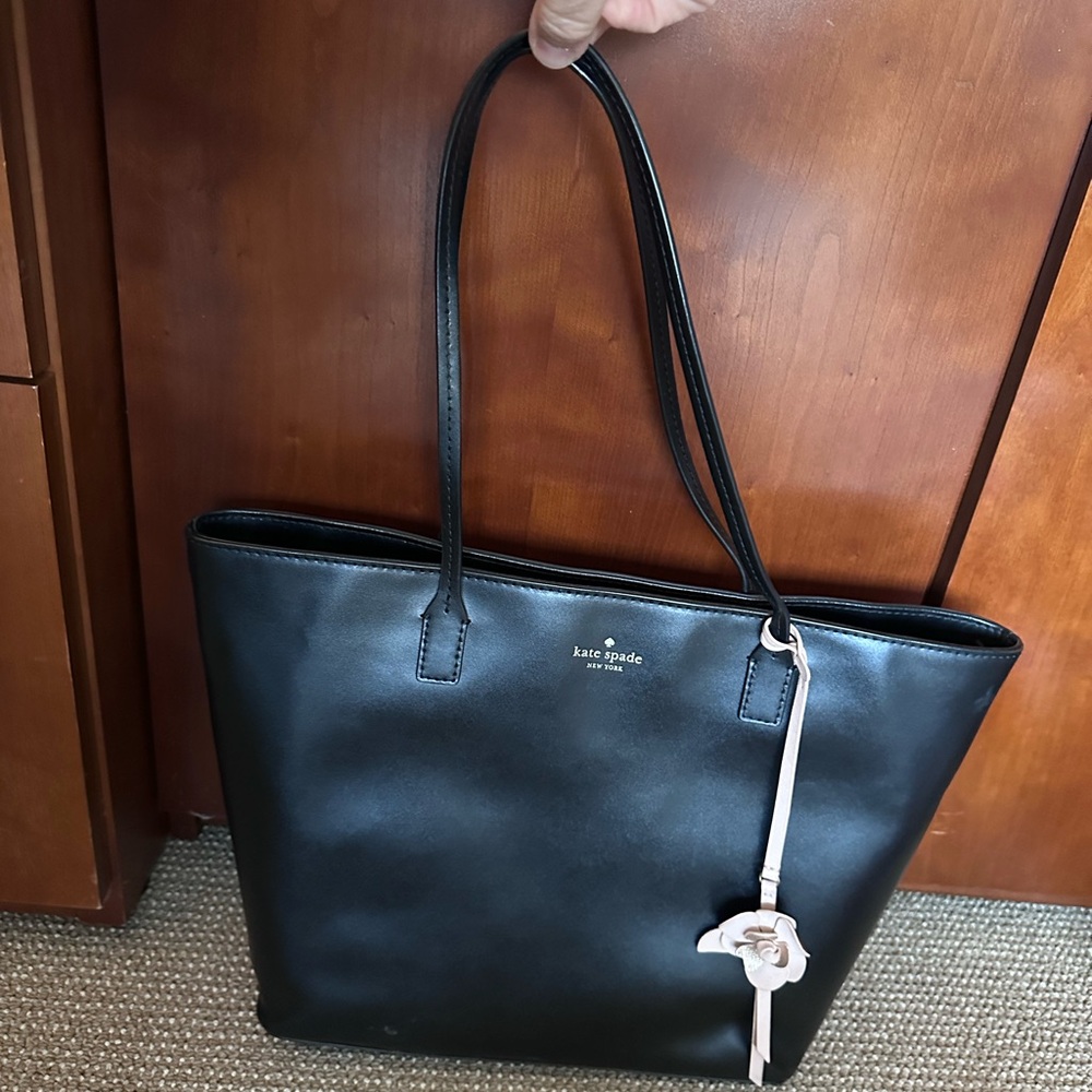 Kate Spade Black Tote with Cream Charm